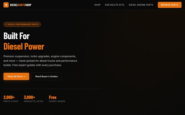 Diesel Parts Shop website