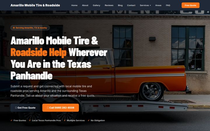 Amarillo Mobile Tire & Roadside website