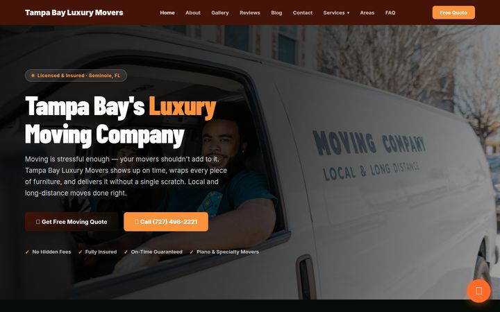 Tampa Bay Luxury Movers website